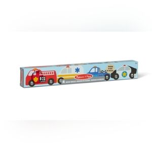 Melissa & Doug 4 Wooden Rescue Vehicles For Boys and For Girls 3+ NEW